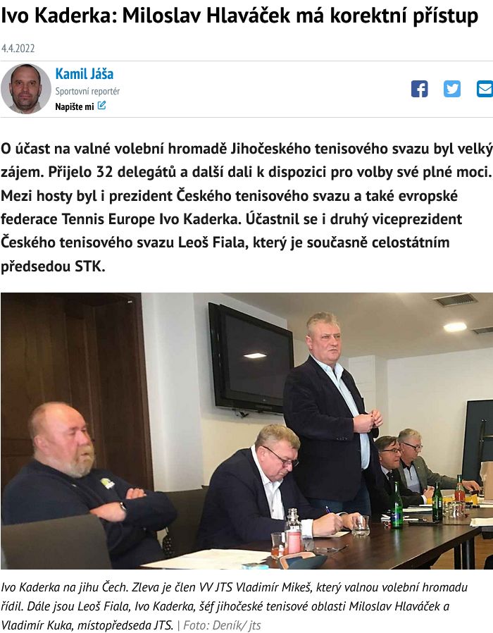 Ivo Kaderka: Miloslav Hlaváček má korektní přístup